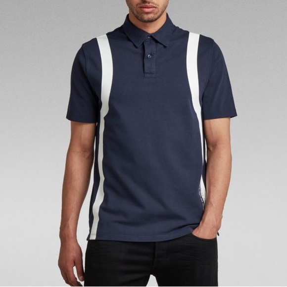 GStar Printed Stripe Polo Size Medium - Picture 1 of 8